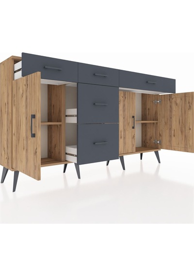 Arges Konsol 2 Raflı 5 Çekmeceli 3 Kapaklı 176x30x99 Çam-çam/antrasit Atlas Çam/antrasıt - Atlas Çam Arges Konsol 2 Raflı 5 Çekmeceli 3 Kapaklı 176x30x99 Çam-çam/antrasit Atlas Çam/antrasıt - Atlas Çam