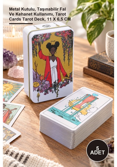 5 Adet Modern Witch Tarot Kartı Metal Kutulu, Taşınabilir Fal Ve Kehanet Kullanımı, Tarot Cards Tarot Deck, 11 X 6,5 Cm