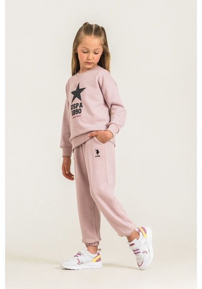 U.S. Polo Assn. Kız Çocuk Baskılı Pembe Uzun Kol Eşofman Takımı Us2719-c-v2 Us2719-c-v2