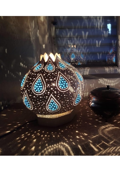 Su Damlası Desenli Beyaz Renk Su Kabağı Lamba Beyaz