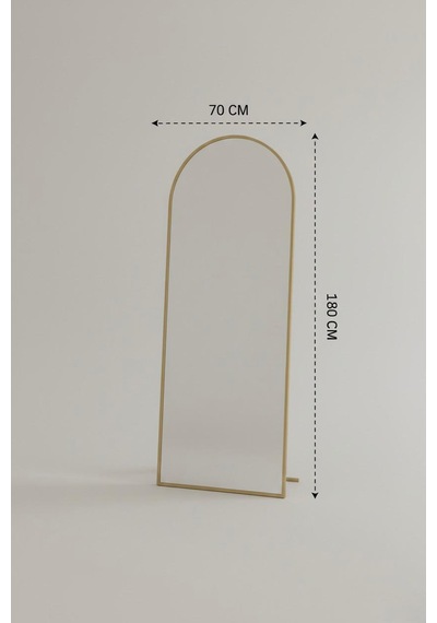 70x180 Cm Oval Ayaklı Ayna Statik Boyalı Metal Çerçeve Boy Aynası Gold