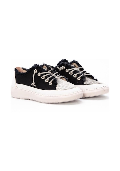 Erkan Saçmacı Vanessa Siyah Denim Taşlı Sneaker