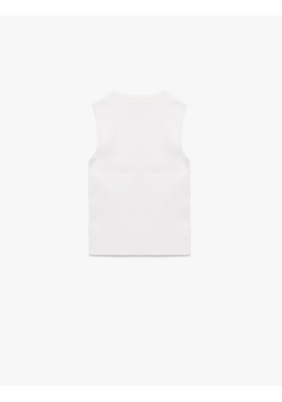 Koton Regular Fit Bisiklet Yaka Kolsuz Triko Bluz Ekru 6wak30003ht Ekru