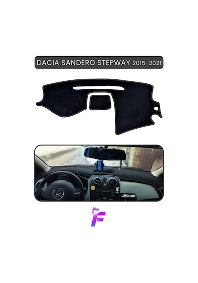 Dacıa Sandero Stepway 2015-2021 Torpido Kılıfı Yansıma Ve Isı Engeller Oto Aksesuar Ta84 Siyah
