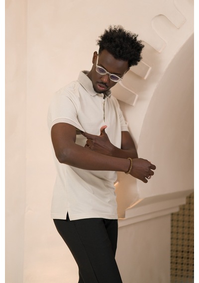 Paul Martin Örme Polo Yaka Regular Fit Pamuklu Ve Likralı T-shirt krem