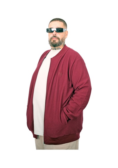 Mode Xl Büyük Beden Hırka Fermuarlı U25824 Bordo Bordo