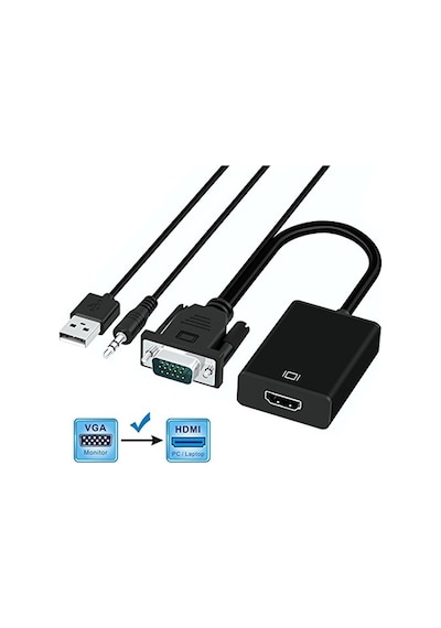 Vga To Hdmi Kablo Dönüştürücü Projeksiyon Tv Görüntü Ses Çevirici