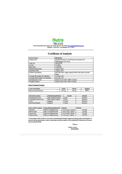 Double Wood Berberine 500mg 60 Capsul.3736