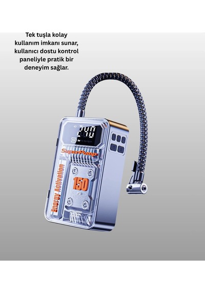Hubrendy Kargo Mini Boy Elektrikli Şarjlı Yüksek Basınçlı Lastik Şişirme Pompası