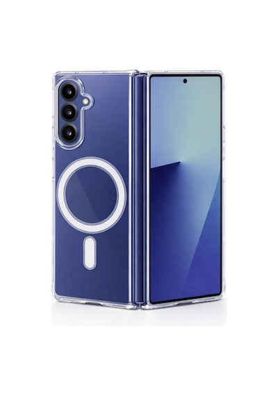 Samsung Galaxy Z Fold 7 Uyumlu Kamera Korumalı Magsafe Wireless Şarj Özellikli Lüks Şeffaf Silikon Telefon Kılıfı