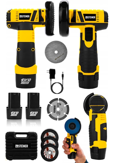 Steiner 12v 2 Ah Çift Akülü Mini Avuç İçi Spirali Ve Şarjlı Avuç Taşlama Makinesi Sarı