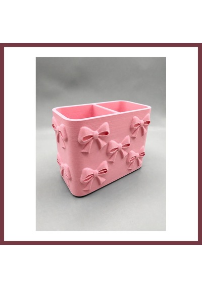 Storeşahin 3d Baskı Fiyonk Desenli Bölmeli Kalemlik - Masaüstü Organizer - Pembe Shn0720
