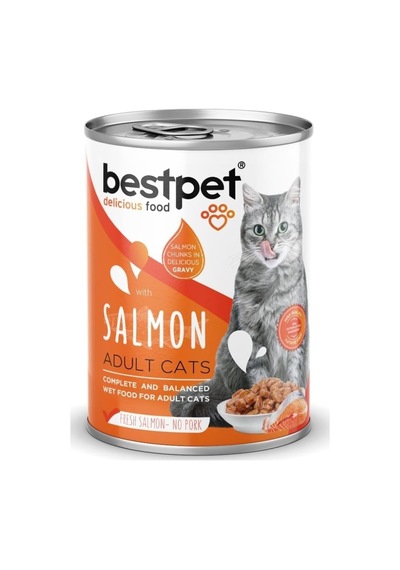 Tr Bestpet Sterilised Somonlu Kısırlaştırılmış Kedi Konservesi 400 Gr 6'li Paket Yetişkin Kediler İçin Yaş Mam