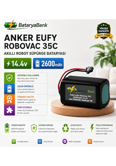 Anker Eufy Robovac 35c Uyumlu Robot Süpürge Bataryası 14.4v 2600mah Li-ion Şarj Edilebilir Pil
