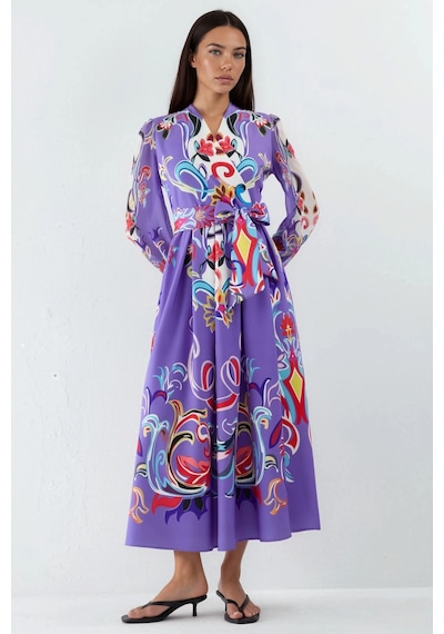 Hiccup Msn Çiçek Desenli Maxi A Line Elbise Çok Renkli 02