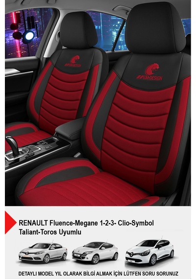 Panther Serisi Keten Kumaş Oto Koltuk Kılıfı- Renault Fluence-megan 1-2-3-clio-symbol-toros Uyumlu