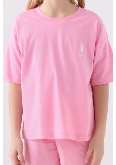 U.S. Polo Assn. U.s. Polo Assn Kız Çocuk Pembe Bermuda Takım Us1848-c-v21 Pembe