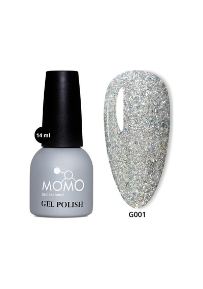 Momo Professional Glitter Kalıcı Oje G001 Yoğun Gümüş Simli 14 Ml