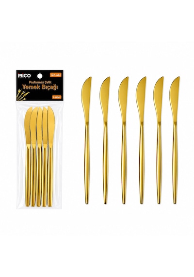 60 Parça Gold Yemek Bıçak Seti 21cm - 1 Paket İçinde 6 Adet Vardır - 10 Paket Gönderilir 5492 Çr
