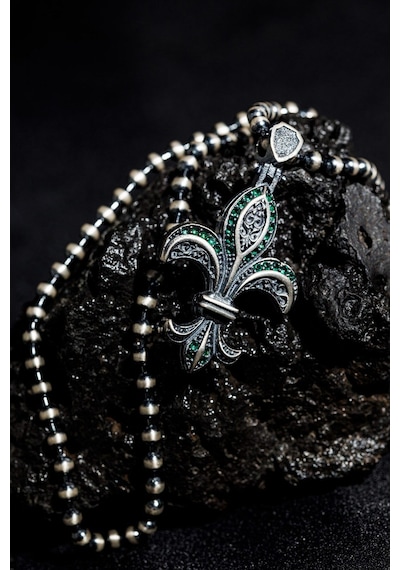 Vog Oksitli Fleur De Lis 1 Zirconia Taşlı 925 Ayar Gümüş Sevgiliye Eşe Babaya Kolye