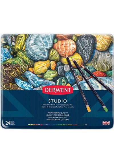 Derwent Studio Pencils Kuruboya Kalemi Teneke Kutu 24 Renk