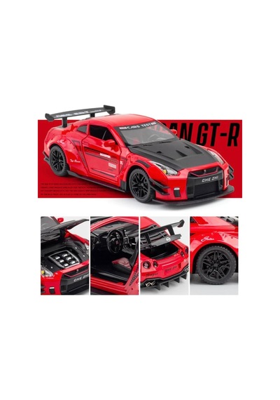 Nissan Gt-r 1.24 Metal Model Kapılar Kaput Bagaj Açılır Işıklı Sesli Die Cast Kırmızı Diğer