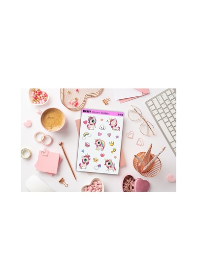 Unicorn Tek Boynuzlu At Sticker Seti - 19 Adet Etiket Çıkartma Diğer