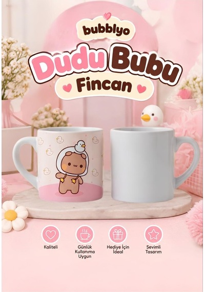 Dudu Bubu Sevimli Tasarım Fincan Kupa Kahve Çay Kupası Tatlı Hediye Kahverengi Kahverengi