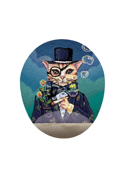 Papyon Takan Esrarengiz Kedi Görselli - Bilek Destekli Mouse Pad Mousepad