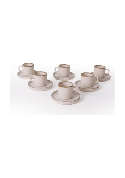 Keramika Straw Stackable Çay Takımı 12 Parça 6 Kişilik Krem