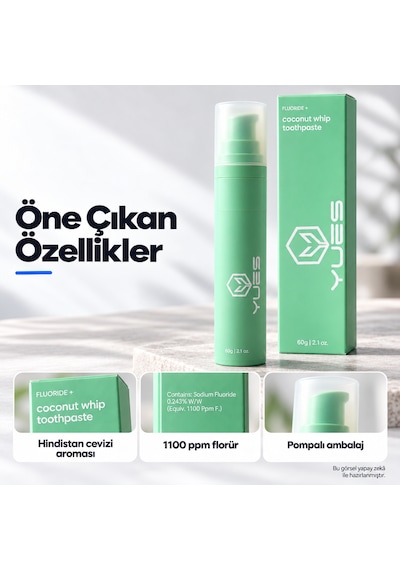 Yues Hindistan Cevizi Aromalı Florürlü Pompalı Diş Macunu 60 G Beyazlatma