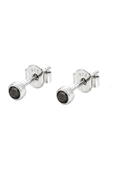 Servi 925 Ayar Gümüş 3 Mm Siyah Zirkon Taşlı Nokta Küpe-467