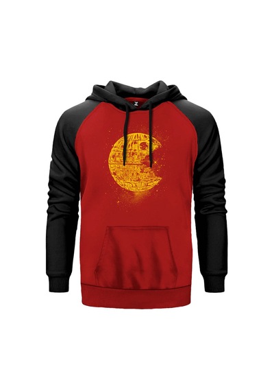 Star Wars Ölüm Yıldızı Kırmızı Renk Reglan Kol Sweatshirt