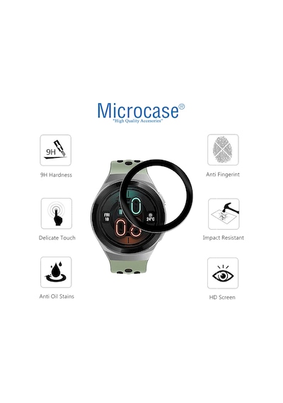 Microcase Huawei Watch GT 2E 46 MM Tam Kaplama 3D Pet Ekran Koruyucu ZR Siyah