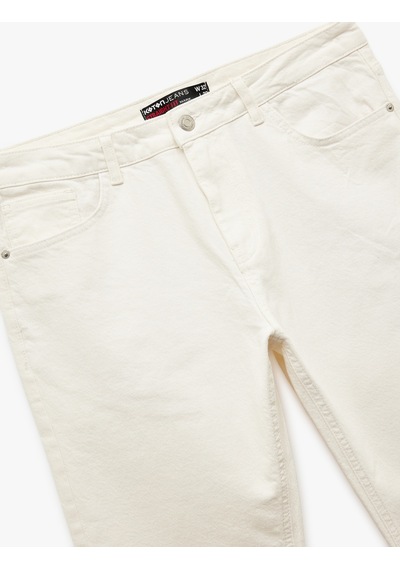 Koton Normal Bel Cepli Straight Fit Jean Pantolon - Mark Jean Beyaz 5sam40189nd Beyaz Koton Normal Bel Cepli Straight Fit Jean Pantolon - Mark Jean Beyaz 5sam40189nd Beyaz
