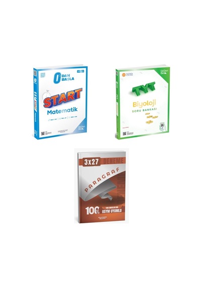 2027 2027 Tyt Üçdörtbeş Sıfırdan Başla Start Matematik + Biyoloji Soru + Anla Kazan Paragraf Deneme 3'lü Set