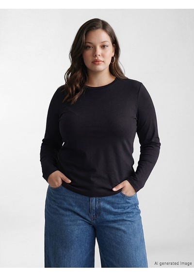Lcwaıkıkı Basic Siyah Bisiklet Yaka Soft Touch Kadın Body
