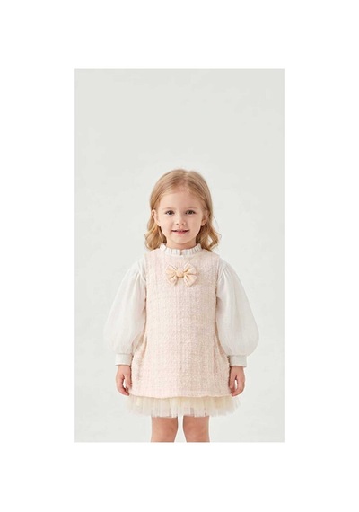 Ministok Pearl Grace Saç Aksesuarlı Blüz Ve Jileden Oluşan 3'lü Kız Çocuk Takım Ekru
