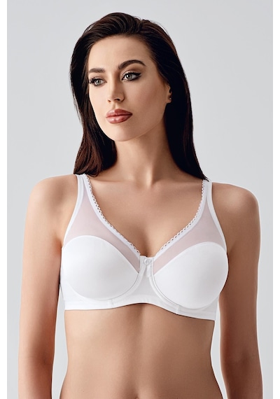 New Bra Kadın C Kap Balenli Tül Detaylı Toparlayıcı Sütyen Beyaz 2304 Beyaz