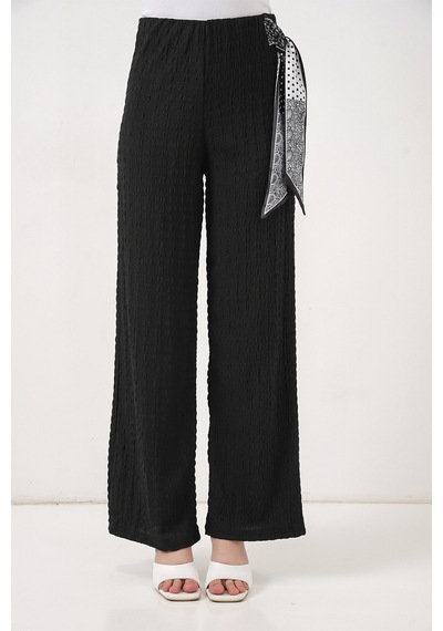 Bigdart Kadın Fularlı Örme Pantolon 30070 - Siyah
