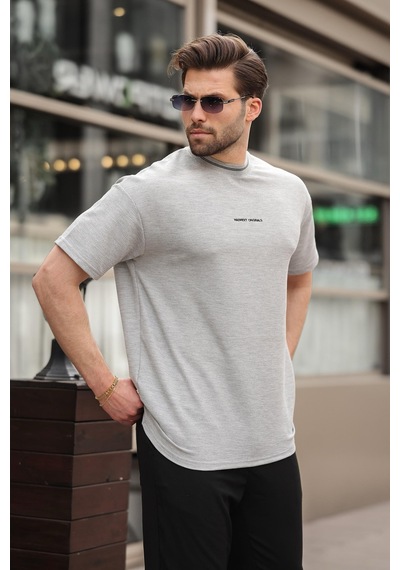 Madmext Grimelanj Nakış Detaylı Basic Erkek T-shirt E7106 Grimelanj