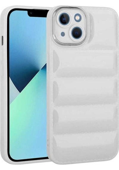 Apple Uyumlu iPhone 14 Kılıf Kamera Korumalı Parlak Airbag'li Zore Galya Kapak Beyaz