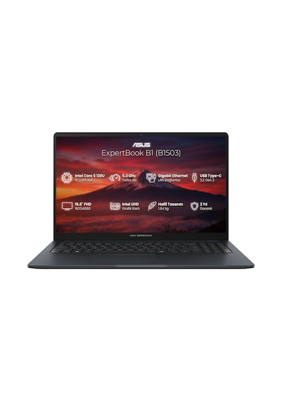 Asus ExpertBook B1 B1503CVA-C58G512B4D001 Core 5 120U 16 GB 512 GB SSD 15.6" Free Dos Dizüstü Bilgisayar