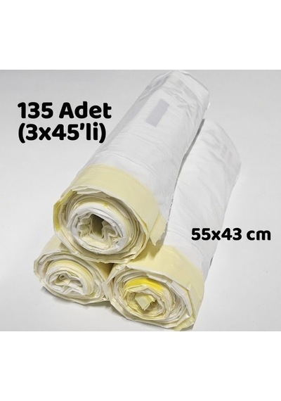 Missidea Otomatik Kedi Tuvaleti Uyumlu Büzgülü Atık Poşeti 135 Adet 3x45'li 55x43 Cm Dayanıklı Yedek Çöp Torbası