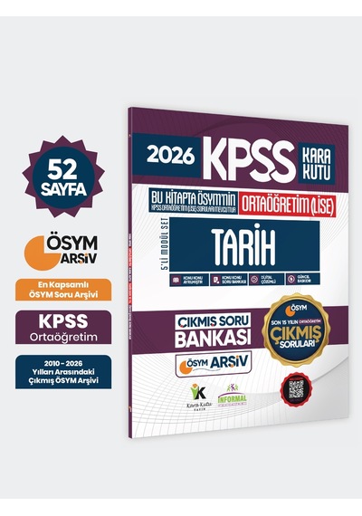 2026 Fullortaöğretim Kpss Tarih Kara Kutu ÖSYM Çıkmış Soru Bankası Son 15 Yıl (Sadece Ortaöğretim)