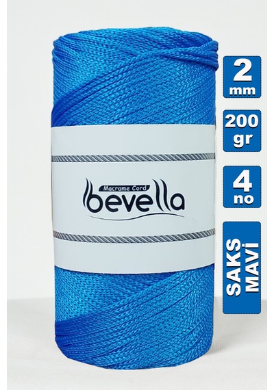 2 Mm - 200 Gr Polyester Saks Mavi Makrome Ipi Polyester Makrome Ip Supla Ip Ve Çanta Ipliği