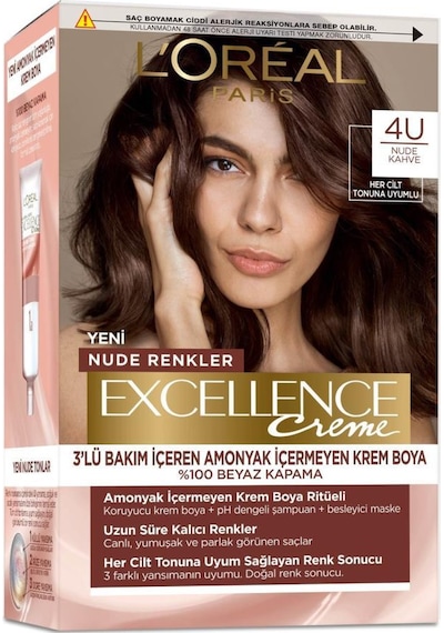 Excellence Creme Nude Renkler Saç Boyası 4u Nude Kahve 2'li Set pktexclncnude4u-9221