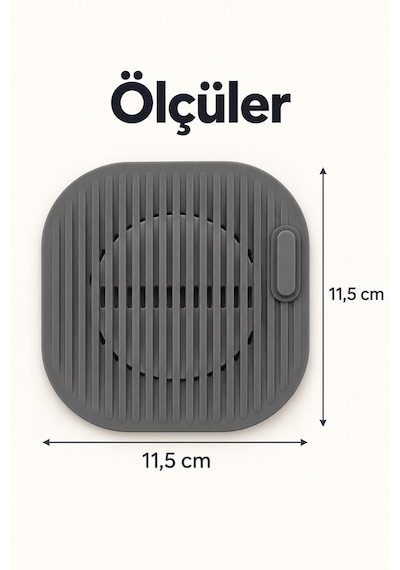 Süzgeçli Silikon Mutfak Lavabo Gider Tutucu Koruyucu Mat Gri 11,5 Cm