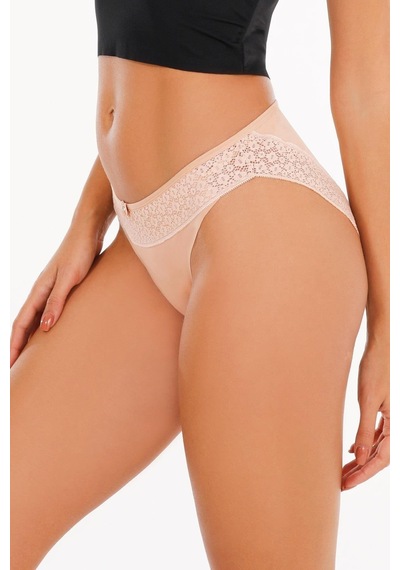 Sensu Kadın Lazer Kesim Dantelli Slip Külot 3'lü Paket Set - Kts3101 Model-3 Yeşil