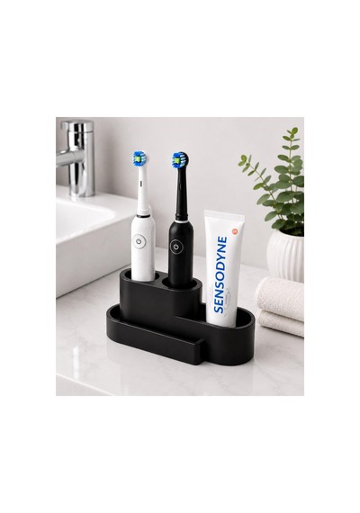Şarjlı Diş Fırçası Ve Macun Stant Organizer Modern 3d Tasarım Renk Çeşitleri Mevcut Siyah Siyah